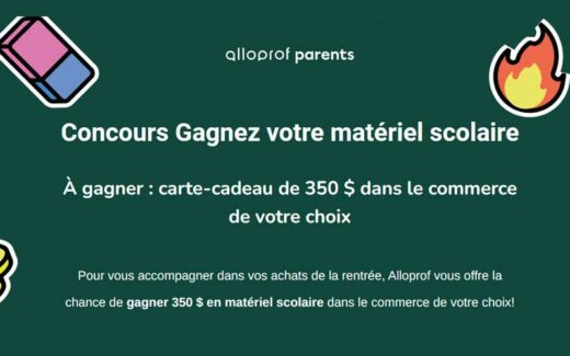 350 $ en matériel scolaire