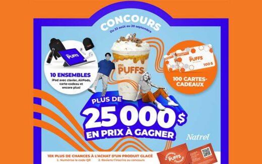 100 cartes-cadeaux Mr. Puffs de 100 $ chacune