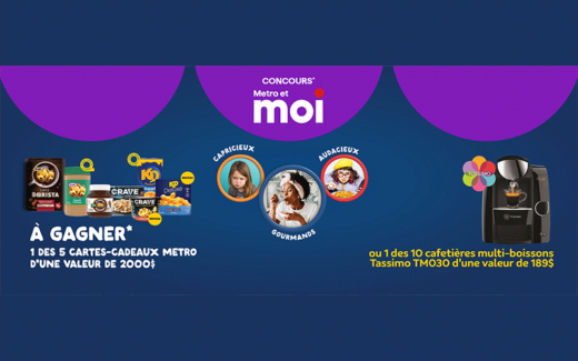 5 cartes cadeaux épicerie Metro de 2000 $ chacune