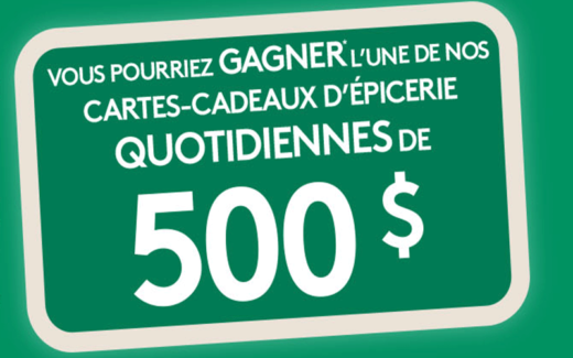 80 cartes-cadeaux d’épicerie de 500 $ chacune