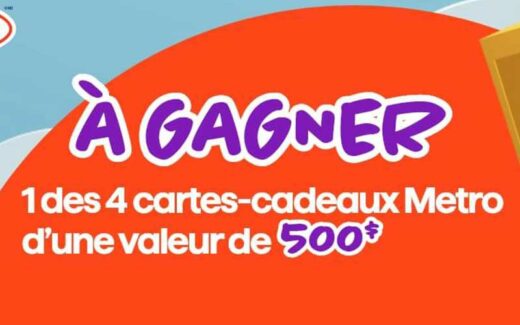 4 cartes-cadeaux Metro de 500 $ chacune