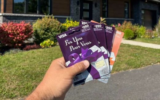 950 $ en carte prépayer visa