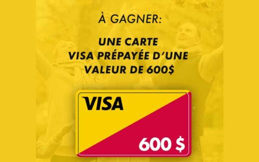 Une carte prépayée VISA de 600 $