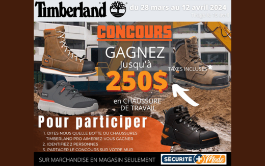 250 $ en chaussures de travail à remporter