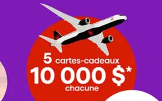 5 cartes cadeaux Air Canada de 10 000 $ chacun
