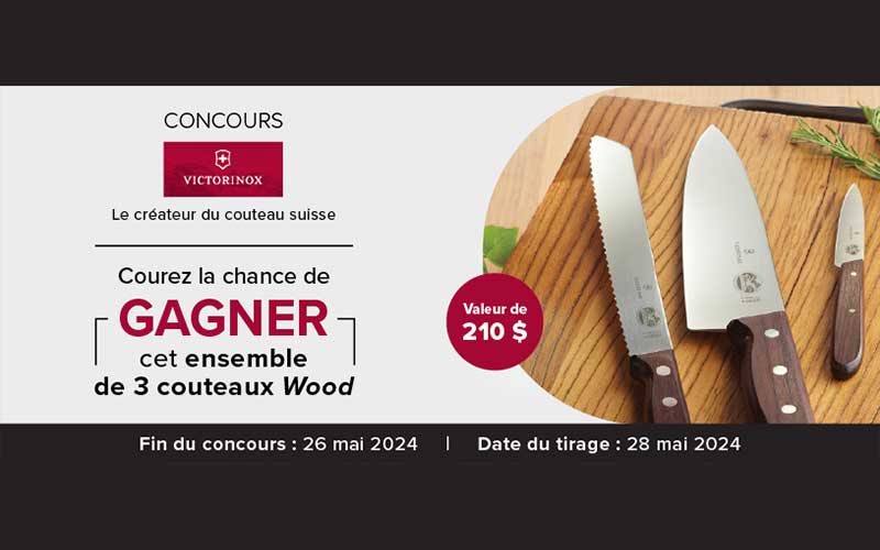Un ensemble de 3 couteaux « Wood » par Victorinox offert
