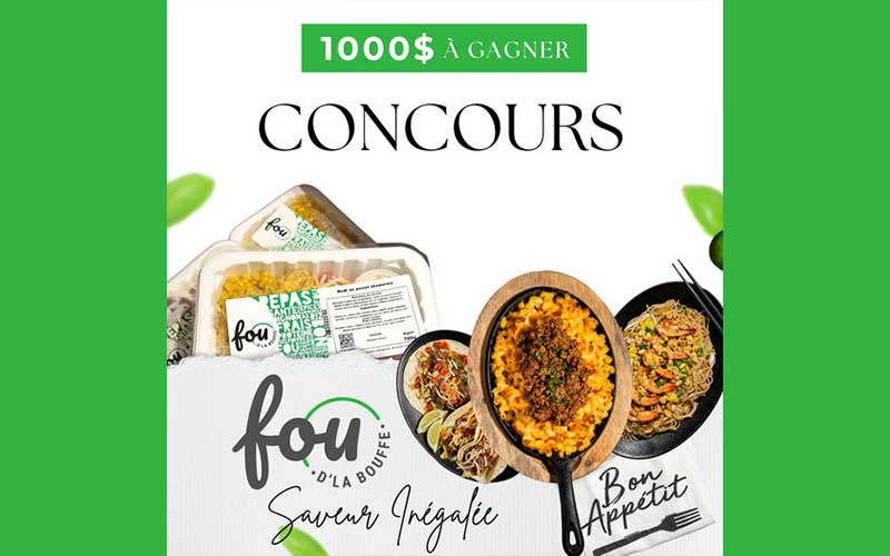 Gagnez une Carte cadeau "Fou d'la bouffe" de 1000 $