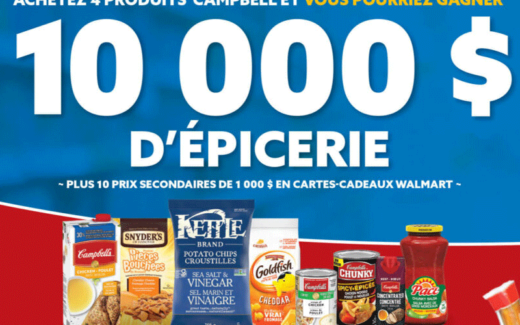 Gagnez 10 000$ d’épicerie + 10 prix secondaires de 1000$ chacun