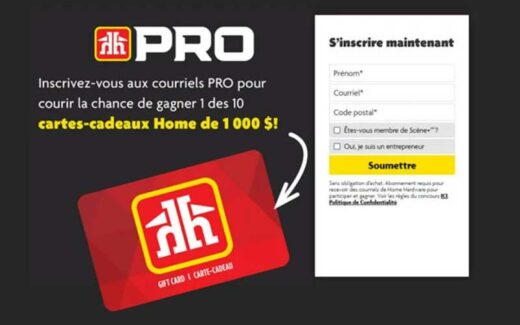 Gagnez 10 cartes-cadeaux Home Hardware de 1000 $ chacune