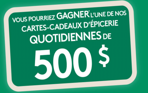 Gagnez 80 cartes-cadeaux d’épicerie de 500 $ chacune
