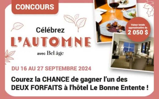 Gagnez 2 forfaits à l’hôtel Le Bonne Entente (1000 $ chacun)