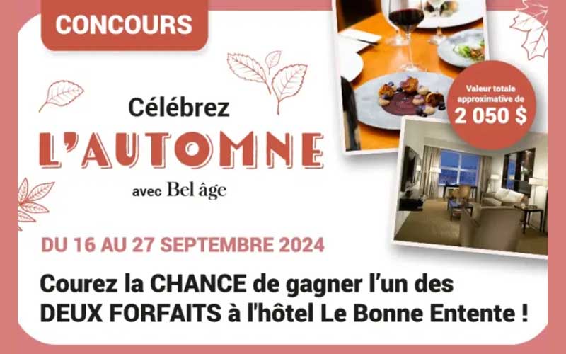 Gagnez 2 forfaits à l’hôtel Le Bonne Entente (1000 $ chacun)
