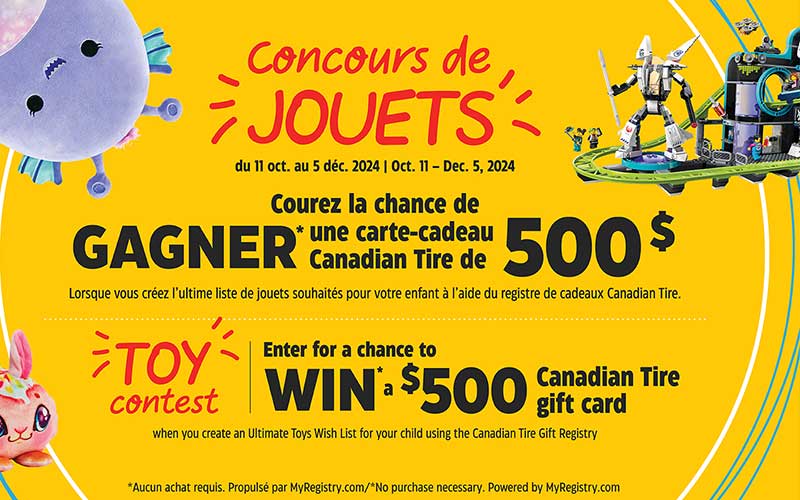 Gagnez 30 cartes-cadeaux Canadian Tire de 500 $ chacune