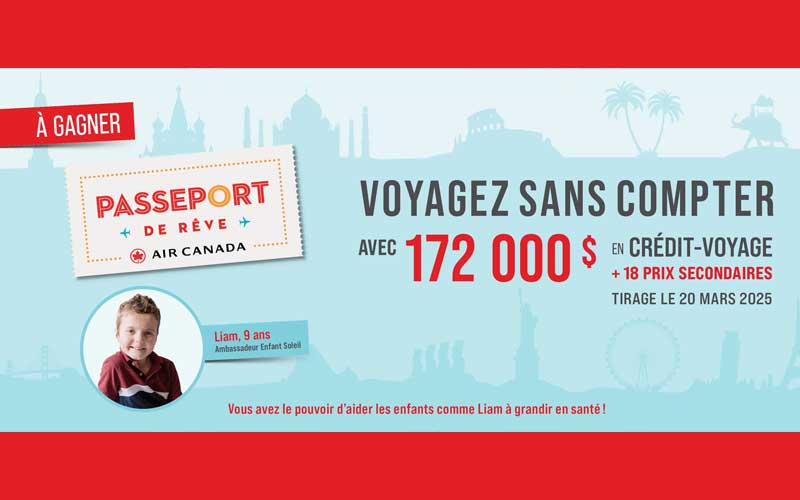 Gagnez un grand prix de 172 000 $ en crédit-voyage