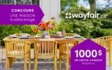 Gagnez 2 cartes cadeaux Wayfair de 500$ chacune