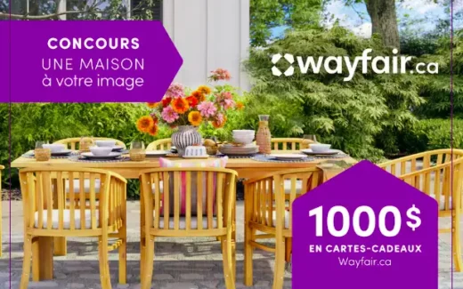 Gagnez 2 cartes cadeaux Wayfair de 500$ chacune