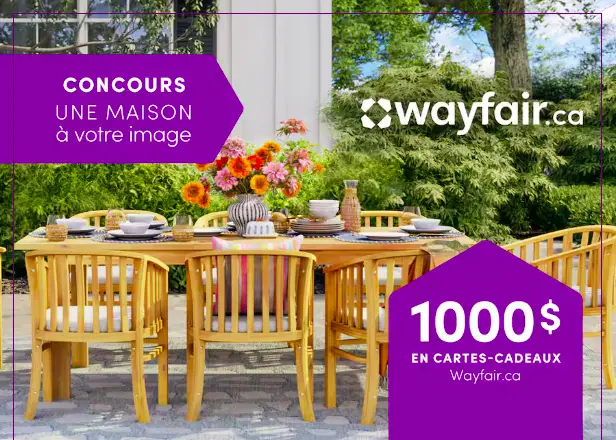 Gagnez 2 cartes cadeaux Wayfair de 500$ chacune