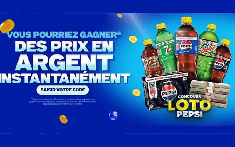 Concours Lotto Pepsi - 16 grands prix de 10000$ en argent à gagner