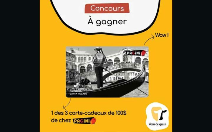 Gagnez 3 cartes-cadeaux de 100 $ chez Pacini