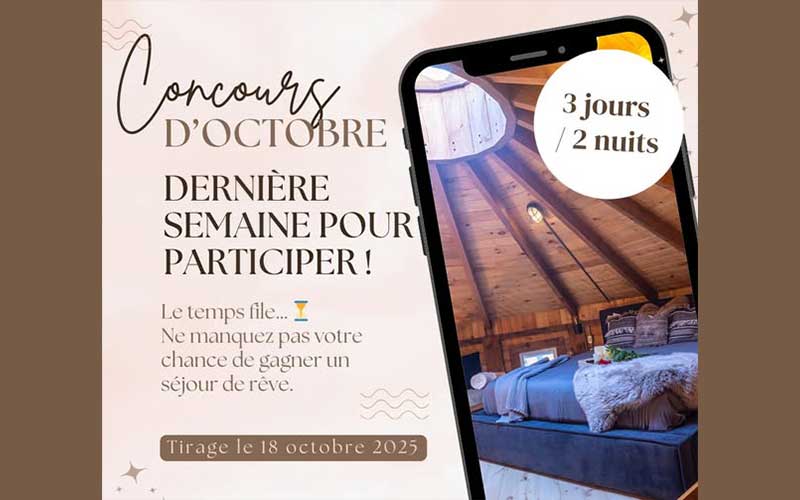 Gagnez un séjour de rêve pour 2 aux Boisés de la Rivière Noire