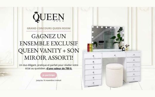 GAGNEZ UN ENSEMBLE EXCLUSIF QUEEN VANITY + SON MIROIR ASSORTI