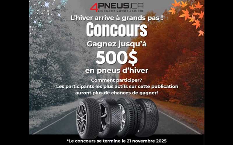 Gagnez un ensemble de 4 pneus d’hiver de 500 $