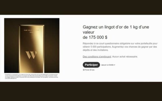 Gagnez un lingot d’or de 1 kg (Valeur de 175 000 $)
