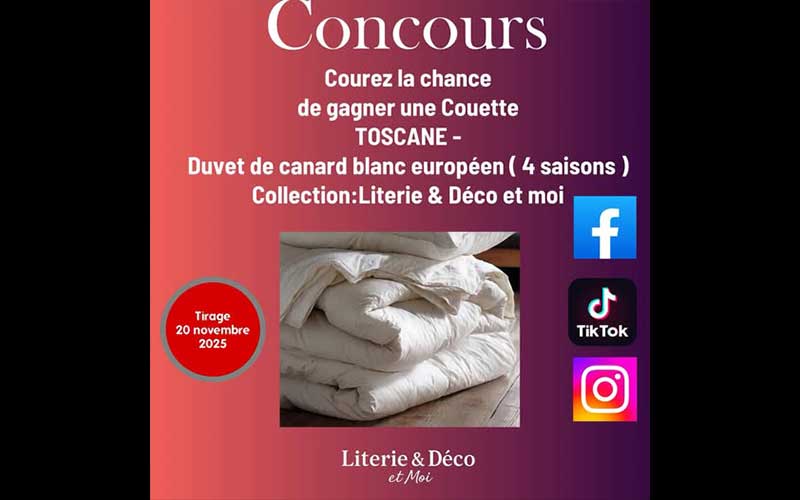 Gagnez une Couette TOSCANE - Duvet de canard blanc européen