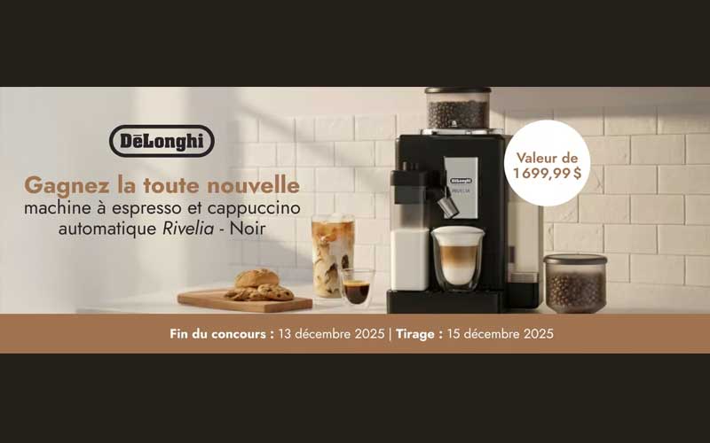 Gagnez une machine à espresso et cappuccino Rivelia De'Longhi