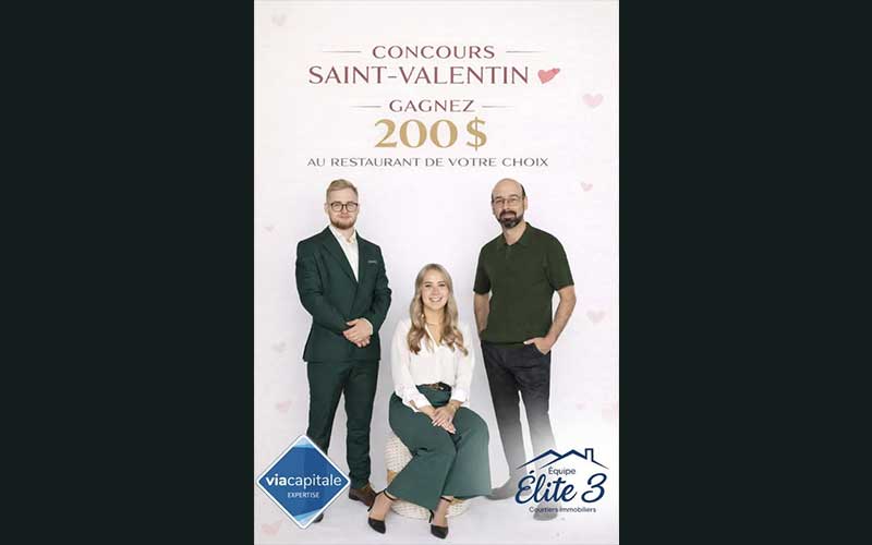 Concours St-Valentin ÉquipeÉlite3 - Gagnez 200 $ pour le restaurant de votre choix