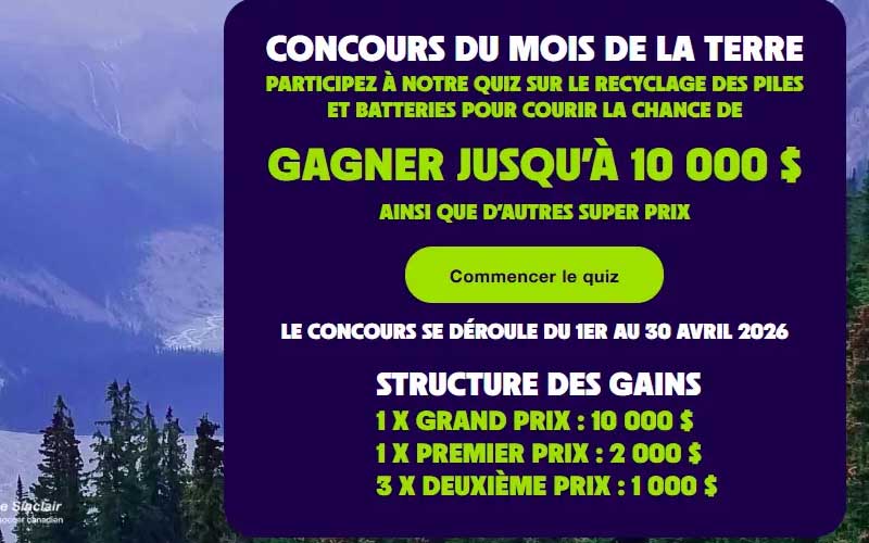 Concours du Mois de la Terre et gagnez jusqu'à 10000 $