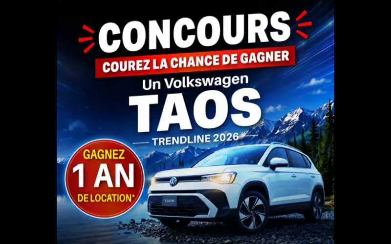 Gagnez un Volkswagen Taos Trendline 2026 pendant un an
