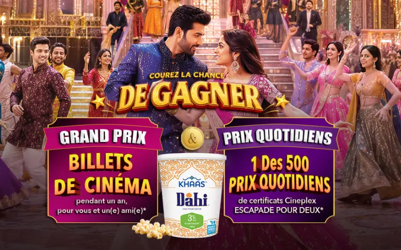 Gagnez 1 an de cinéma ou 1 des 500 soirées Cineplex