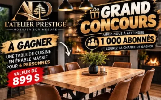 Gagnez une table en érable massif